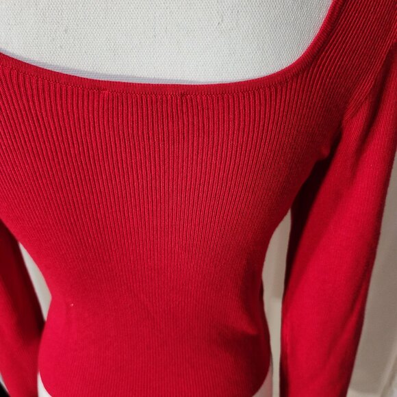 NWT- Ribbed Red Long-Sleeved Sweater - Picture 7 of 8